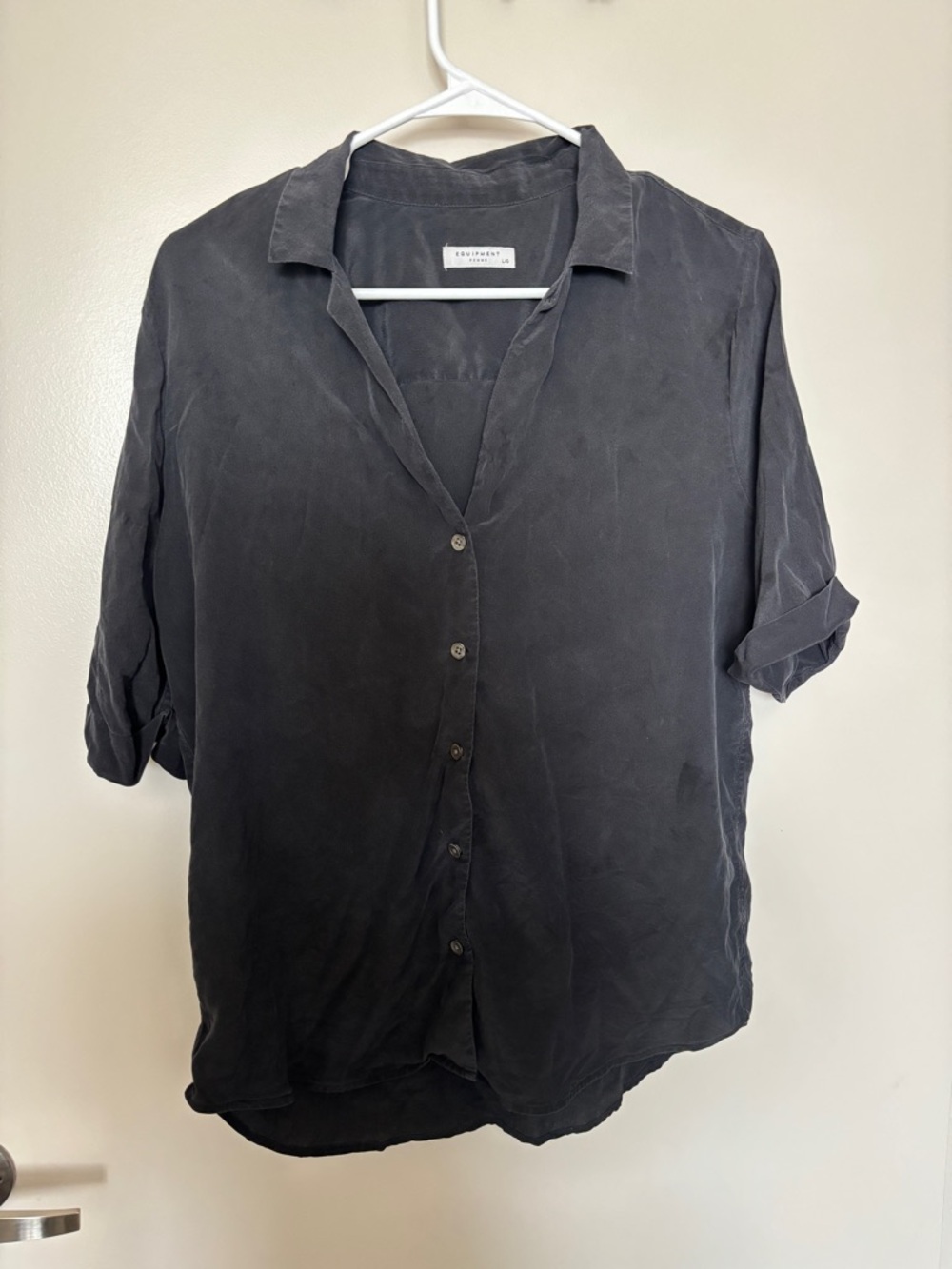 Equipment Washed Black Relaxed Silk Button-Up Blouse